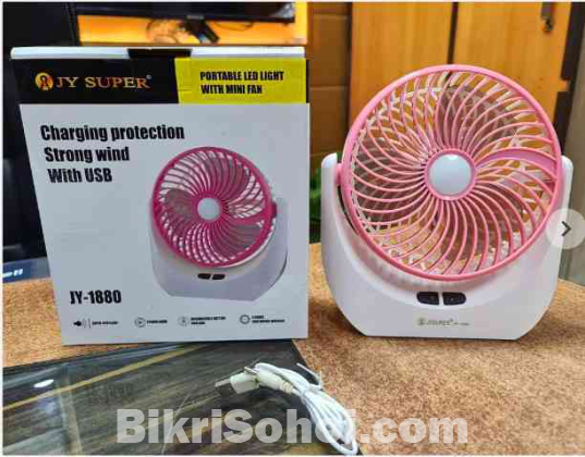 Rechargeable chargeable mini table fan with LED light